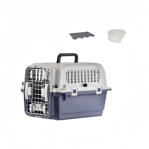Klivex犬 クレート 犬 中型犬 大型犬 小型犬 猫 ペットキャリア、機内持ち込み、ハードケージ、ペットケージ、ハンドル、航空貨物ボックス、耐久性、組み立て簡単、ハードスーツケース、プラスチック製、取り外し可能、複数のサイズ (エアボックス,A)