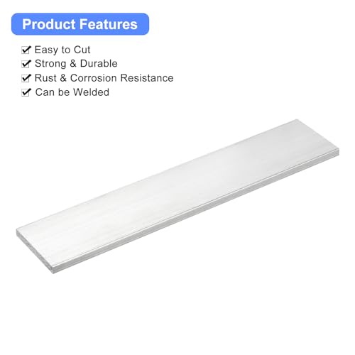 Image of uxcell Square Aluminum Flat Bar, 1 /4 inch Thick 2 inch Width 10 inch Length Square Aluminum Bar 6061 Aluminum Flat Plate, 6 x 50 x 254mm T6511 Solid New Mill Stock for Industrial Building