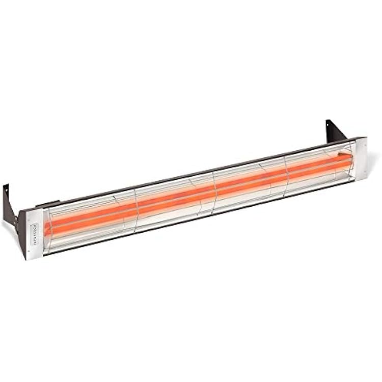 Infratech WD-6024 BL Stainless Steel Fixture Dual Element Electric Patio Heater 61.25" Long, 6000 Watt, 240 Volts, Black Finish