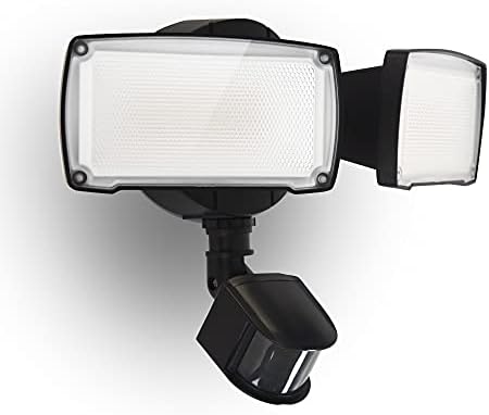 UME 19W LED Flood Light Motion Sensor Outdoor, 2 Adjustable Head, 2000LM, 5000K, IP65 Waterproof, Dusk to Dawn Security Light with Photocell for Exterior,Outside,Garage,House(Black)