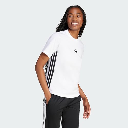 adidas Women’s Essentials 3-Stripes Cotton T-Shirt, White/Black, S