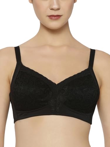 Image of Triumph Delicate Doreen Non Wired Non Padded Big Cup Bra Wireless Full Coverage Lace Everyday Women Bra Retro Support Wide Straps High Center Bridge Lingerie Pack of 1