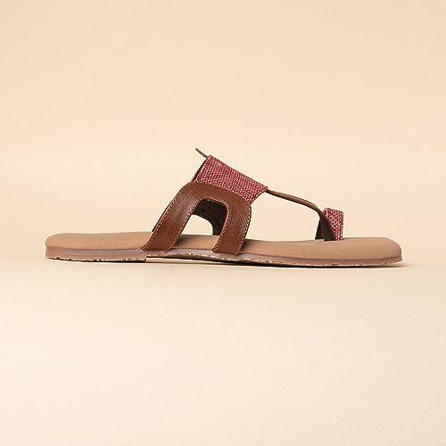 Image of ZOUK Women's Handcrafted One Toe Kolhapuri Chappals
