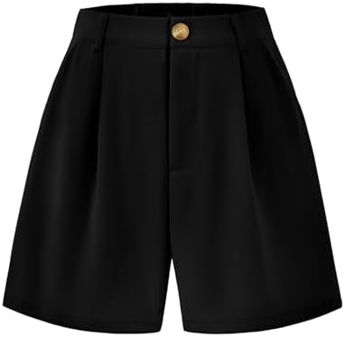 KIRUNDO Women&#39;s Shorts 2024 Trendy Summer Dressy Elastic High Waisted Pleated Business Casual Work Shorts with Pockets