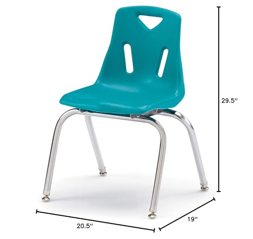 Image of Berries Jonti-Craft 8146JC1005 Stacking Chair with Chrome-Plated Legs, 16 inch Height, Teal