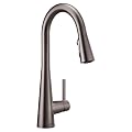 Moen Sleek Black Stainless One-Handle, Single-Hole Pulldown Kitchen Faucet with PowerBoost Technology for Faster Water Flow, 7864BLS