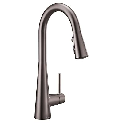Moen Sleek Black Stainless One-Handle, Single-Hole Pulldown Kitchen Faucet with PowerBoost Technology for Faster Water Flow, 7864BLS