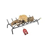 MOHOME Brucialegna per Camino in Ferro Nero Made in Italy 7 Barre Griglia 55x35x16 cm Resistente Braciere per Camino Poggia Legna Piedi Rialzati Portalegna per Caminetti Accessori Attrezzi Camino