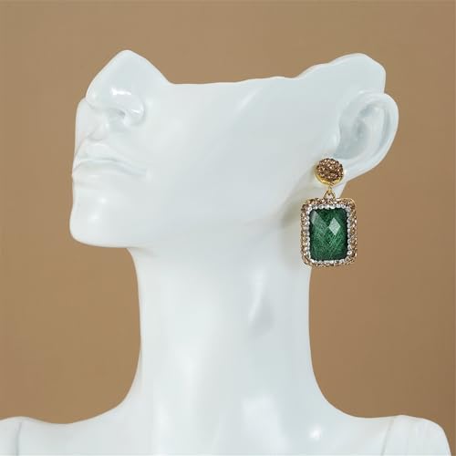 Big Chunky Crystal Drop Statement Earrings Large Vintage Rhinestone Stud Earrings Unique Handmade Geometric Rounded Button Trendy Bohemian Gemstone Earrings3