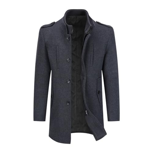 Allthemen Abrigo de invierno de lana para hombre con cuello alto