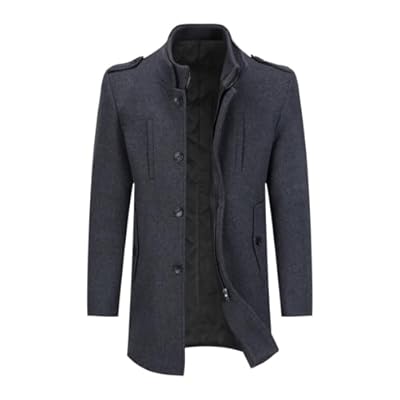 Allthemen Abrigo de invierno de lana para hombre con cuello alto Chaqueta corta de invierno Slim Fit Gabardina forrada informal Gris L | Ya disponible en tu tienda friki favorita! En mundofriki.es!