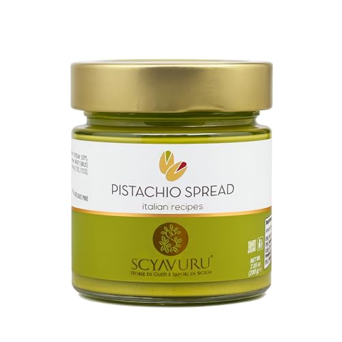 Scyavuru Sicily Salted Pistachio Cream, Premium Quality Pistachio Spread Cream Imported from Italy, 7.05 Oz (200 G) (Pack of 2)