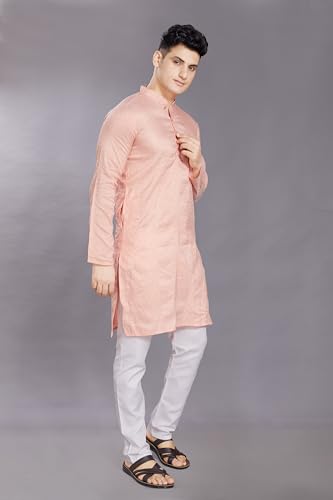 Image of DIVISIVE Men's Jequard Embroidered Art Silk Slim Fit Only Kurta
