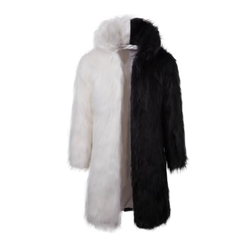 Image of Lisa Colly Mens Faux Fur Coat Jacket Winter Overcoat | Men's Faux Fur Long Jacket, Long Sleeve, Fluffy Warm, Winter Parka Coat