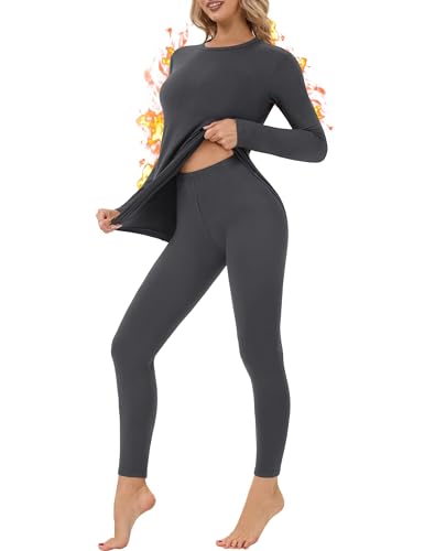 DDOBB Thermounterwäsche Damen Warm Skiunterwäsche thermoshirt und Thermo Leggings Set Winter Unterwäsche Funktionsunterwäsche