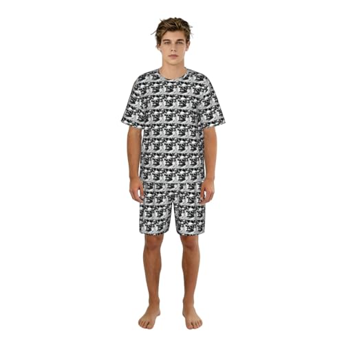 Pijama para hombre transpirable y suave con pantalones cortos con bolsillos útiles