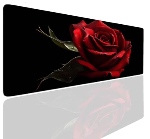 Tapis de Souris Red 900x500x4mm Grand Tapis de Souris XXL Gamer Gaming, sous Main Bureau à Bords Cousus, Tapis de Bureau Gaming Antidérapante, Protection de Bureau sous-Mains Accessoire Deco S-940