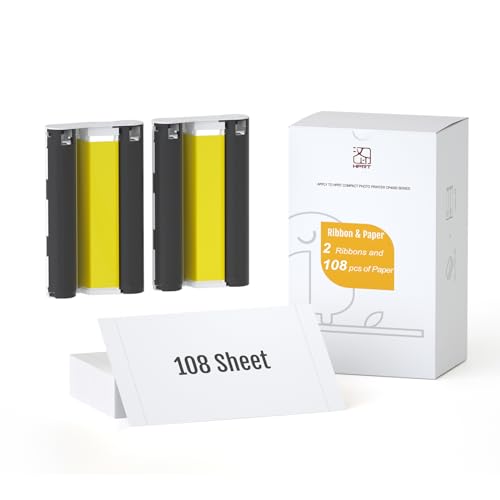 HPRT 4"X 6" 108 Sheets Photo Paper & Two Ribbons，Designed for CP4100/CP4000L Photo Printer