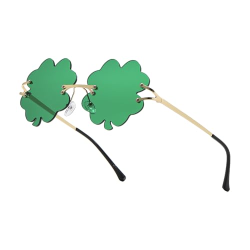 ISIUINN St. Patricks Day Irish Shamrock Sunglasses for Women Men Green Four Leaf Clover Leprechaun Costume Party Glasses (Four Leaf Green)