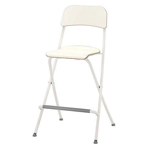 Taburete de bar plegable de madera blanca con respaldo, silla alta moderna que ahorra espacio, para encimera de cocina, fiesta, 63 cm, altura ajustable