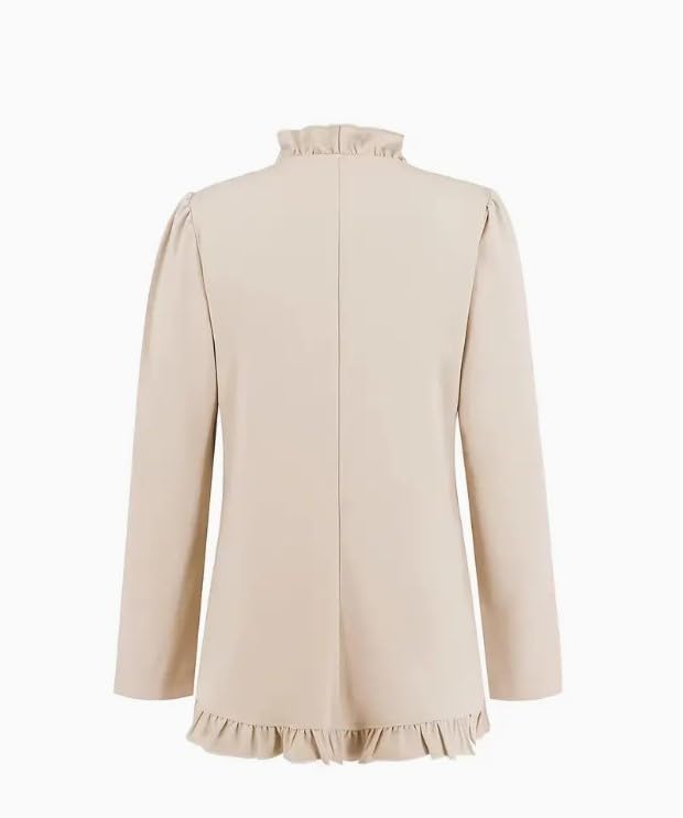 Womens Fall Fashion 2023 Casual Blazers Long Sleeve Open Front Ruffled Button Blazer Jackets4