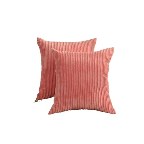 Coussin velours côtelé bleu et housse de coussin décorative à rayures couleur unie - 5