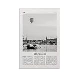 LZTEN Póster de Estocolmo, Canales en blanco y negro, arte de pared de Estocolmo, foto de Estocolmo, decoración de pared de Estocolmo, Suecia, Sverige, Europa, lienzo Wa