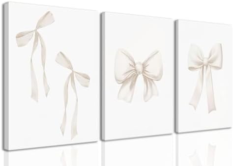 Bow Canvas Wall Art Coquette Wall Decor Poster Prints Set of 3 Pr...