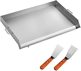 Happybuy Flat Top Griddle 31.9 x 16.9 Inch Stainless Steel Griddle Flat Top Grill Square Grill Plate Tripple Burner Stove Griddle Flat Top Plate for Outdoor Triple Burner Stove