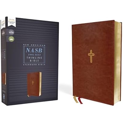 NASB, Thinline Bible, Leathersoft, Brown, Red Letter, 1995 Text, Comfort Print