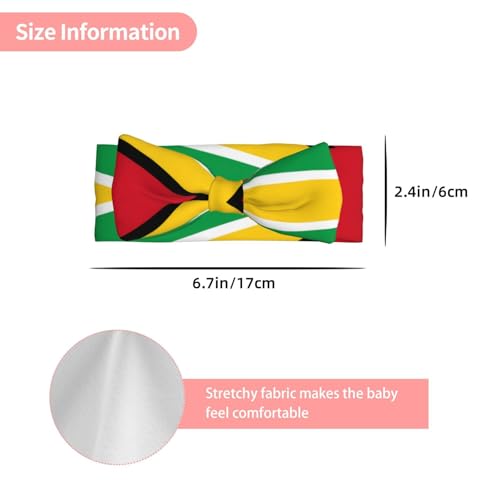 Flag of Guyana Pattern Baby Bow Headband - Delicate Hair Accessories for Newborns, Infants, Toddlers - Skin-friendly Hairband3