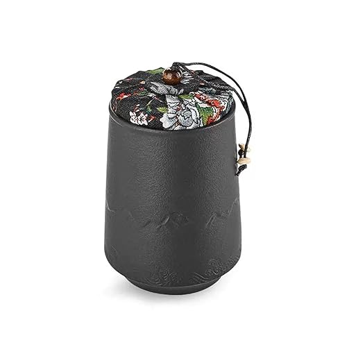 JTBDWOSK Lata De Té Mini Lata De Té De Cerámica Portátil con Tapa De Tela Hermética, Lata De Té para Té Suelto, Especias, Lata De Té para Almacenamiento, Lata De Porcelana Cerámica Bote De Té,B