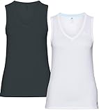 Marke: Odlo Odlo Damen Suw Top V-Ausschnitt Singulett Active Cubic Light Unterhemd, Schwarz-Weiss, M