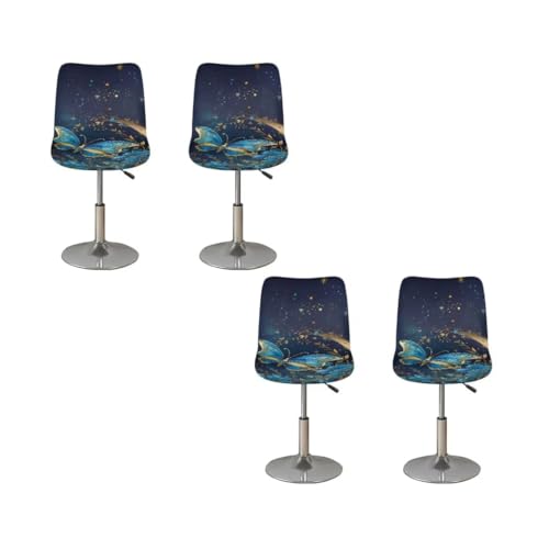 Image of Bar Stool Seat Covers,Butterfly 2 Pieces Washable Bar Stool Covers, Soft Durable Chair Seat Slipcover for Dining Room