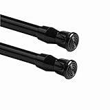 2PCS Tension Rod Window Short Curtain Rod,15.7 to 28inch Small Tension Rods, Adjustable Curtain Extension Closet Tension Rods for Cupboard, Black