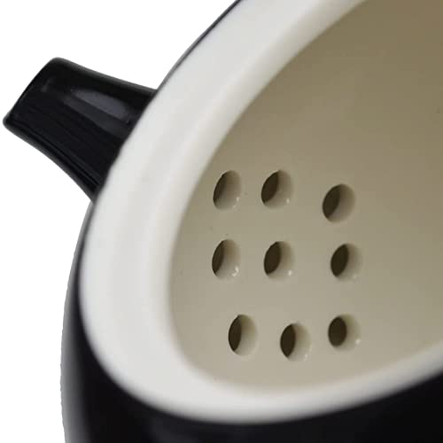 Image of Porcelain Teapot, 10oz Small Tea Pot Xishi Chinese Gongfu Tea Set Ceramic Kettle Black (Teapot)