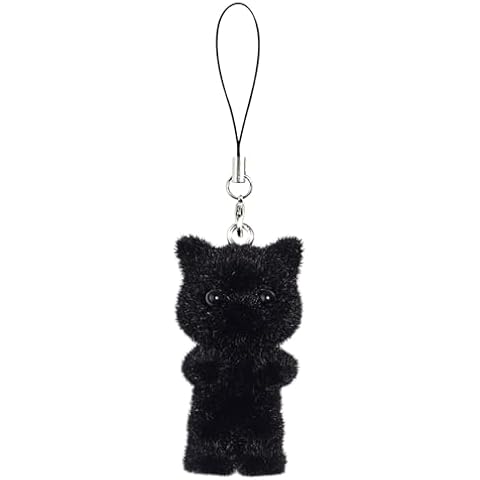 Cat Phone Charms Y2K Cute Aesthetic Kawaii Cat Mobile Phone Pendants Wrist Straps Lanyard Accessories for Bag Backpack Keychain Camera Pendants Decor (Black) Cover