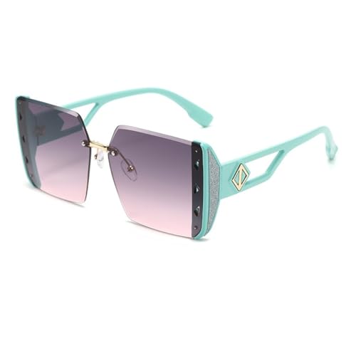Lunettes de soleil femmes UV400 surdimensionnées sans monture grand format mode été
