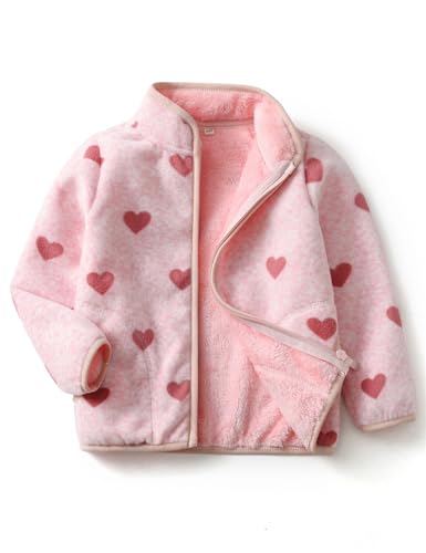Image of Kids Printed Fleece Jacket Sherpa Lined Lightweight Zip | Toddler Baby Boys Girls Autumn Winter Warm Outerwear Soft Polar Fleece Car Seat Friendly Zip Up Coat
