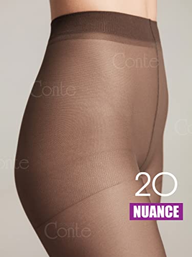 Image of Conte Control Top Tension Sheer Pantyhose Tights with Silky Matte Effect Nuance 20 Den