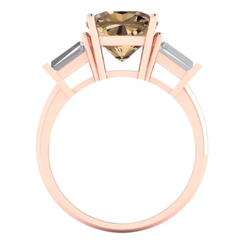 Clara Pucci 3 ctw Cushion Cut Solid Gold Engagement Ring for Women - 14K Rose Gold - Simulated Champagne Diamond Wedding Promise Ring for Her4