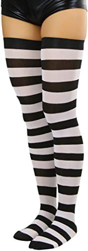 Image of ToBeInStyle Women's Vibrant Horizontal Wide Striped Thigh High Stockings