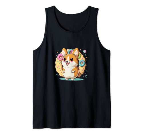 Kawaii Corgi Donut Anime Lover Otaku Camiseta sin Mangas