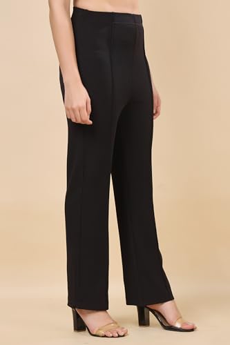 Image of Women's Polycotton Comfort Fit Straight Trousers - Lightweight, Flexible & Skin-Friendly Pants for Work, Travel & Casual Style