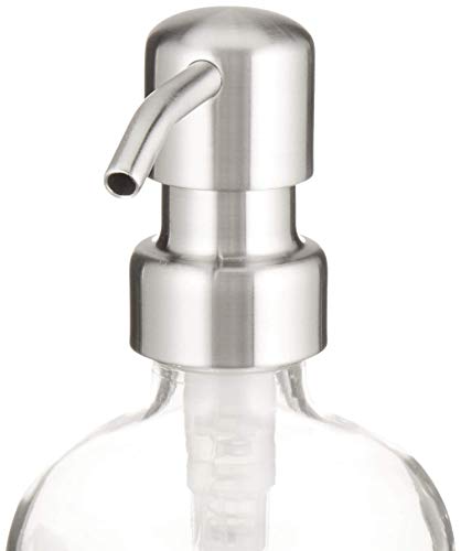 Soap Dispenser with Stainless Metal Pump - Clear 16oz Glass Jar Lotion Bottle by Industrial Rewind