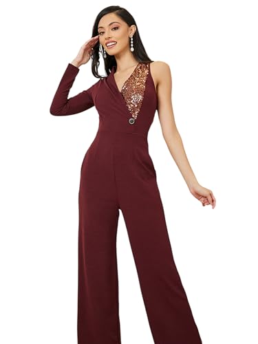 Image of Miss Chase Women's Keyhole Neck Regular Sleeve Regular Length Jumpsuit with Pockets