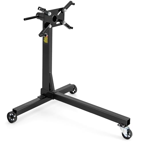 HOMFME 360° Rotating Engine Stand, 340 kg Motor Stand with 4 Mounting Arms, Non-slip Handle, 3 Casters, Heavy Duty Metal Mount Support Swivel Engine Hoist Holder Lift for Car Garage Workshop (Black)