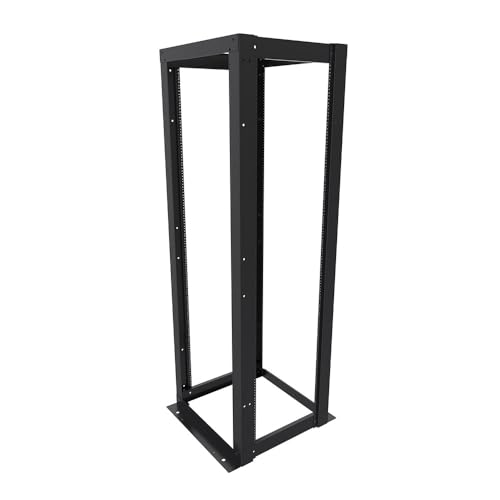 NavePoint 42U 23-inch Width 4-Post Frame Rack - Open Frame Rack with Threaded for 23 Inch Equipment, Server Rack 881 lbs Weight Capacity, Floor Mount, RU Markings