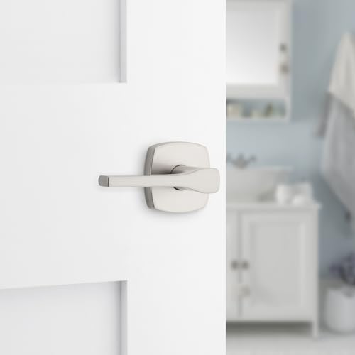 Kwikset Tripoli Lever Interior Privacy Door Handle with Lock, Door Lever For Bathroom and Bedroom, Satin Nickel Reversible Keyless Turn Lock, with Microban Protection - Image 3