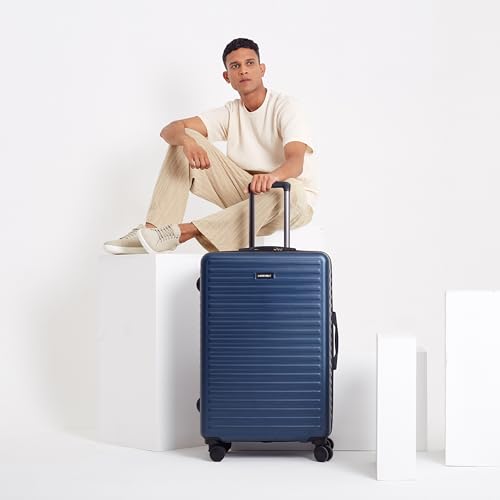 Image of Assembly Large Check-in Large Luggage with 3 Packing Cubes & TSA Lock, Durable Polycarbonate Hard Shell Luggage for Adventure Travel, Blue, 28-Inch